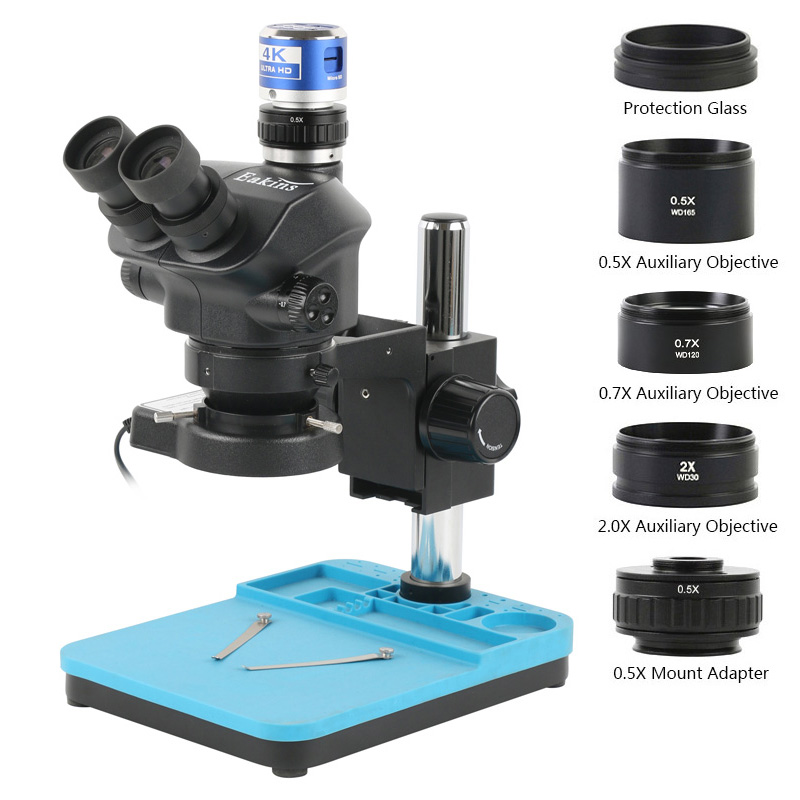 Simul-Focal Industrial Microscope 4K Hdmi - 電話のはんだ付けとPCB修理用のビデオカメラ,同様の焦点を備えたステレオ三眼顕微鏡,1080p,48mp,2k,4k,hdmi,usb,vga,cマウント,50x,100x