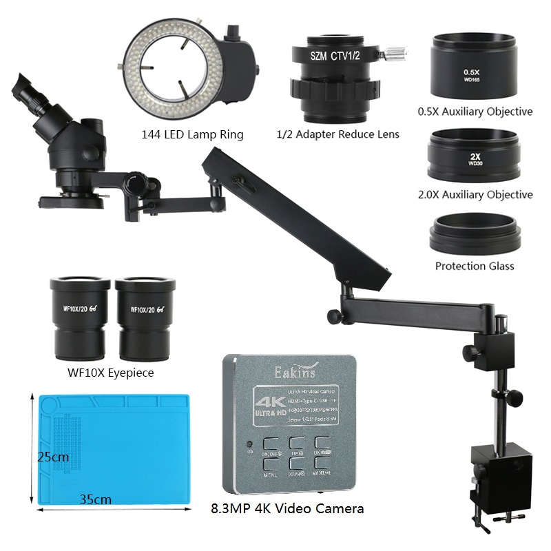 ステレオ三眼顕微鏡,対物焦点距離シミュレーター3.5x-90 - Trinocular Stereo Microscope 7X-45X のレビューと価格