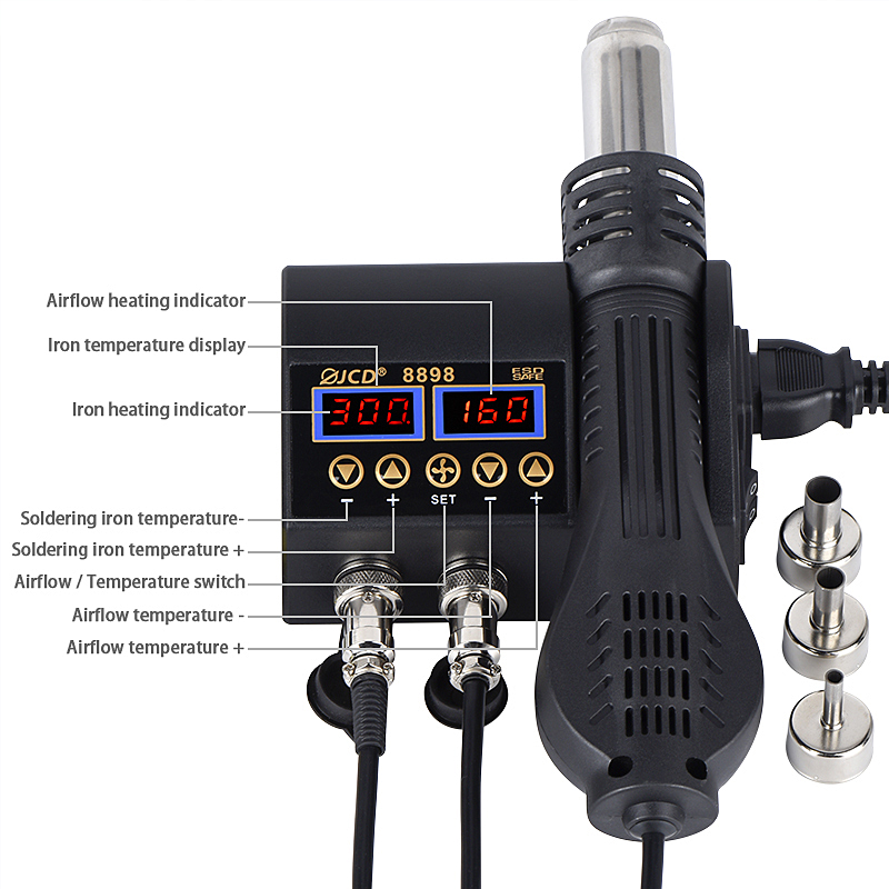 JCD 8898‑16 750W 2-in-1 LCDデジタ - 2 In 1 Soldering Rework Station 750W のレビューと価格